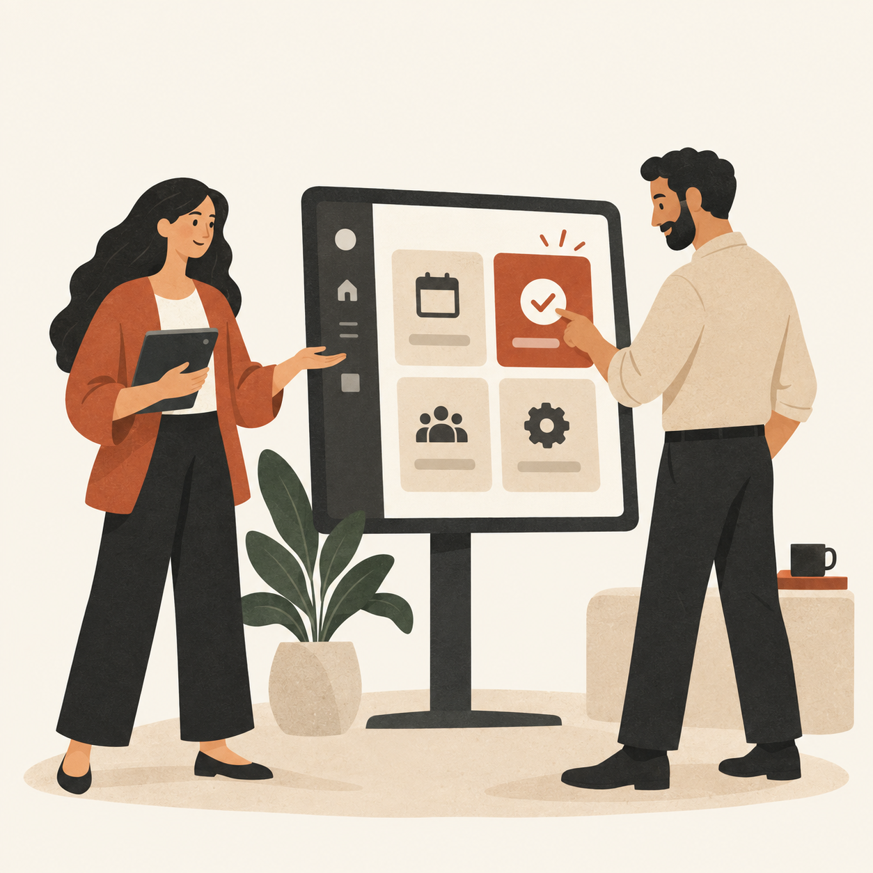 Two professionals reviewing a completed business application together